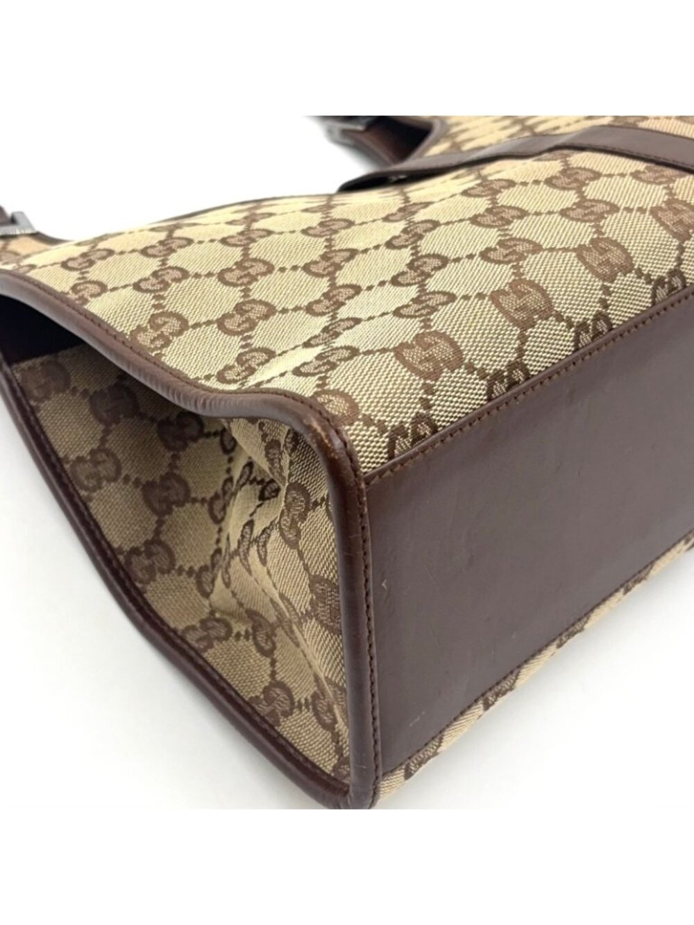 Gucci Jackie Leather Canvas Brown Beige Handbag Silver - Picture 7 of 15